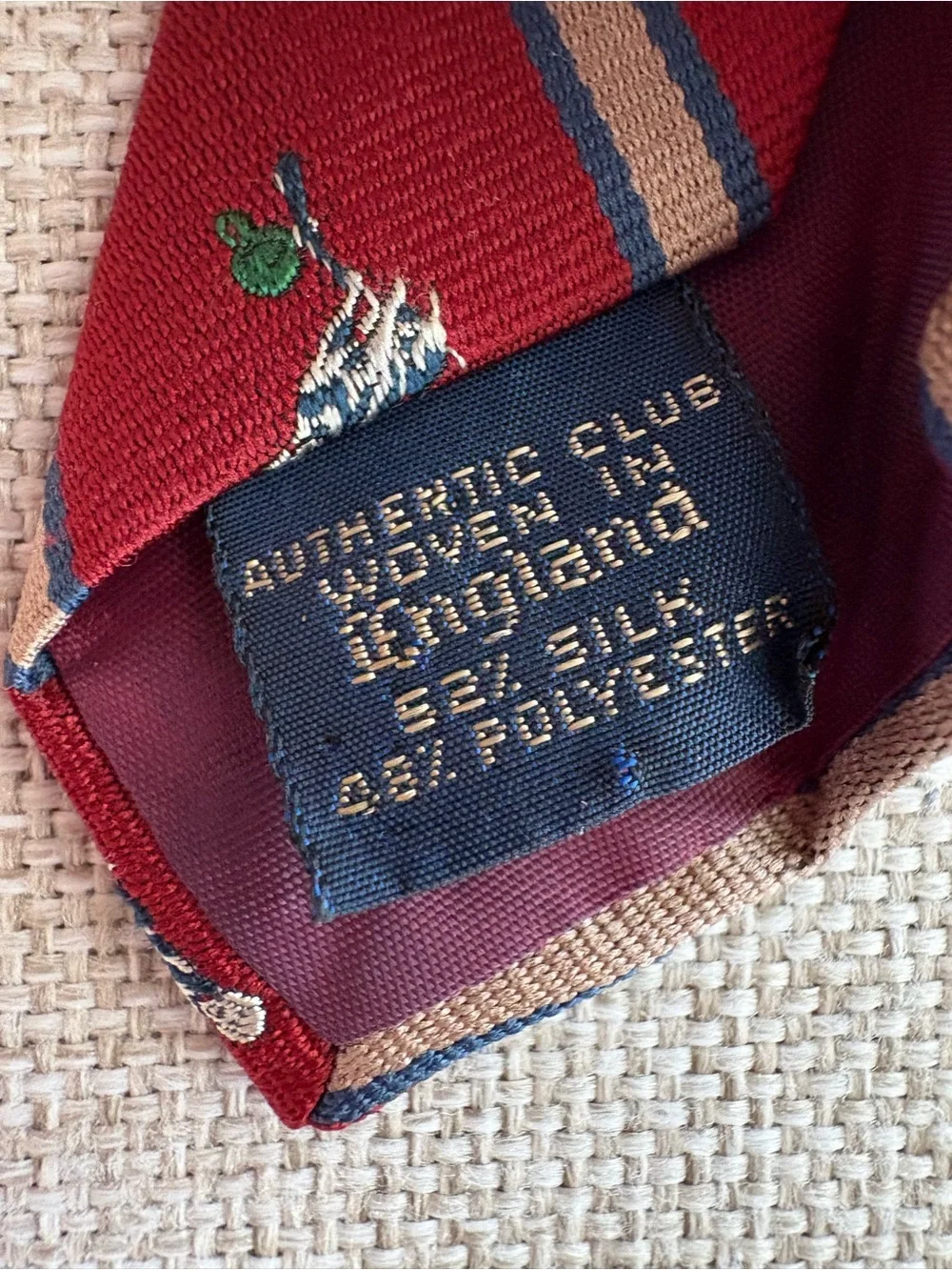 Kenneth Gordon Hunting Dog Duck Tie Burgundy Silk Blend England USA